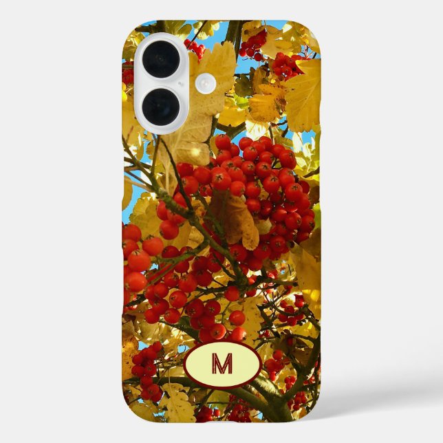 Monogram Autumn RedBerry orange Tree Crown Photo - Case-Mate iPhone Case (Back)