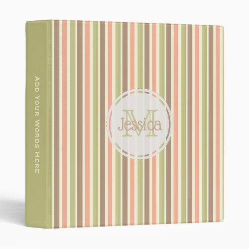 Monogram Autumn Striped Binder