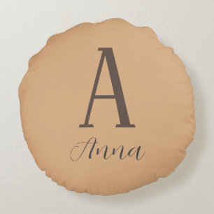 Monogram Autumn vibe Round Pillow