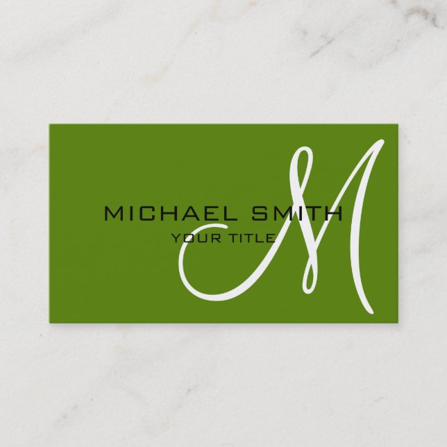 Monogram Avocado color background Business Card (Front)