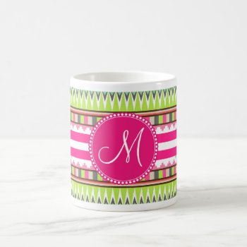 Monogram Aztec Andes Trial Mountains Diamonds Coffee Mug by PrettyPatternsGifts at Zazzle