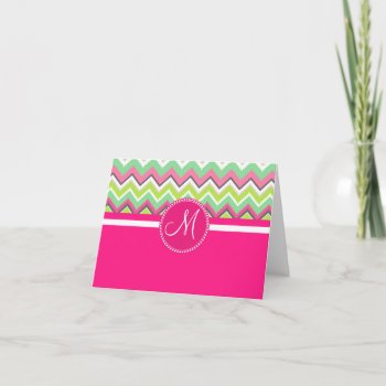 Monogram Aztec Andes Tribal Mounchevron Note Card by PrettyPatternsGifts at Zazzle