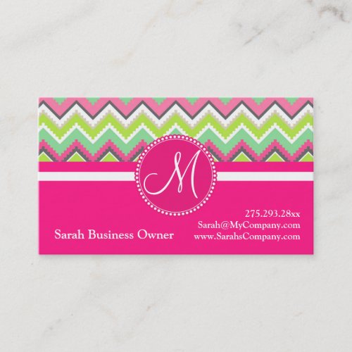 Monogram Aztec Andes Tribal Mountains Chevron Business Card Templates