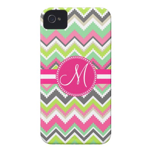 Monogram Aztec Andes Tribal Mountains Chevron Case-Mate iPhone Case (Back)