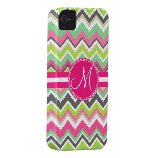 Monogram Aztec Andes Tribal Mountains Chevron Case-Mate iPhone Case (Back/Right)