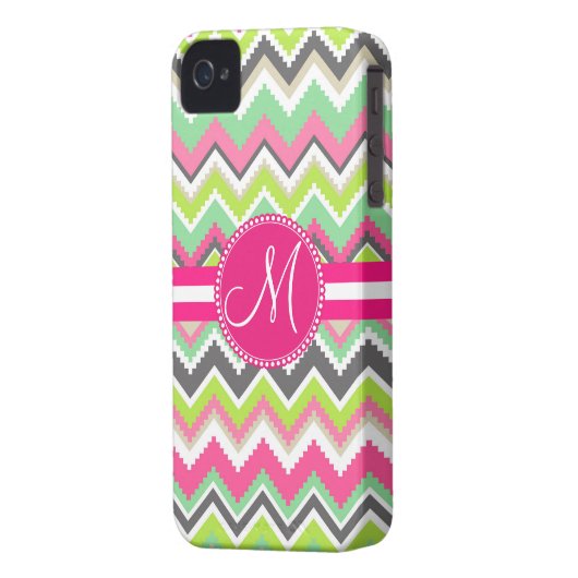 Monogram Aztec Andes Tribal Mountains Chevron Case-Mate iPhone Case (Back Left)