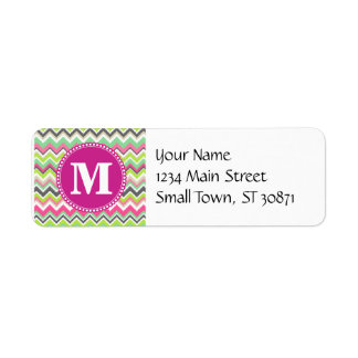 Monogram Aztec Andes Tribal Mountains Chevron Label
