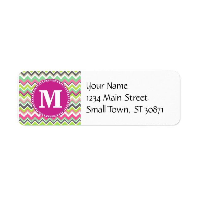 Monogram Aztec Andes Tribal Mountains Chevron Label (Front)
