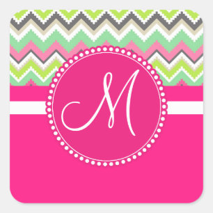 Monogram Aztec Andes Tribal Mountains Chevron Square Sticker
