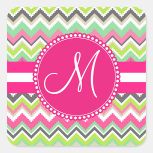 Monogram Aztec Andes Tribal Mountains Chevron Square Sticker