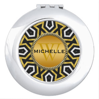 Monogram Aztec Sun Mandala Compact Mirror