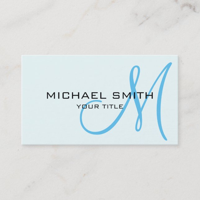 Monogram Azure mist color background Business Card (Front)