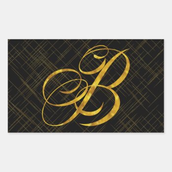Monogram B Faux Gold Foil Metallic Letter Design Rectangular Sticker by ZZ_Templates at Zazzle