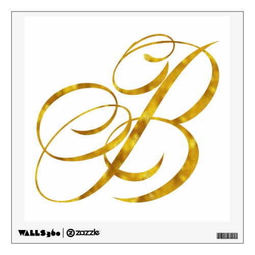 Monogram B Faux Gold Foil Metallic Letter Design Wall Decal