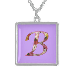 Monogram B Floral Design Necklace