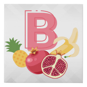 Monogram B fruit Kitchen wall Faux Canvas Print