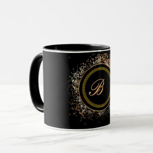 Monogram B gold on black Mug