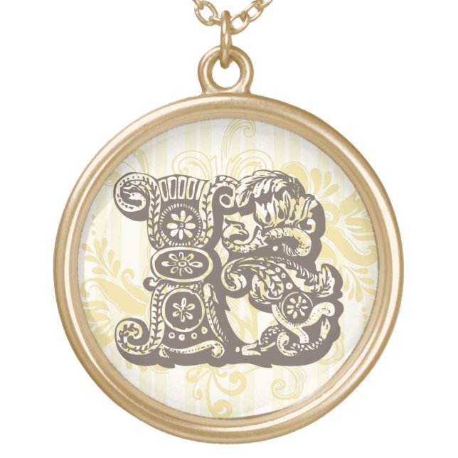 Monogram B Gold Plated Necklace (Front)