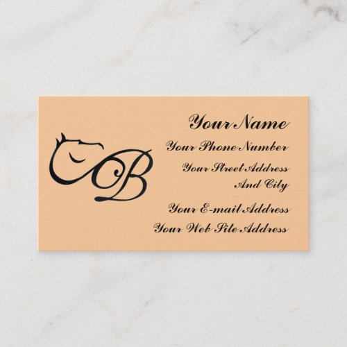 Monogram B  Horse Equestrian Classic Business Card