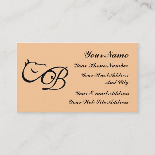 Customizable Monogram B  Horse Equestrian Classic Business Card