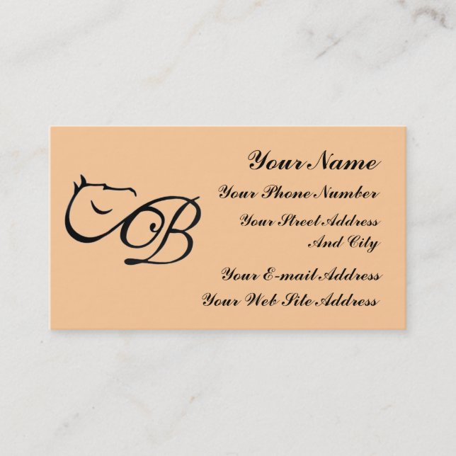 Monogram B  Horse Equestrian Classic Business Card (Front)