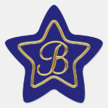 Monogram B in 3D gold Star Sticker