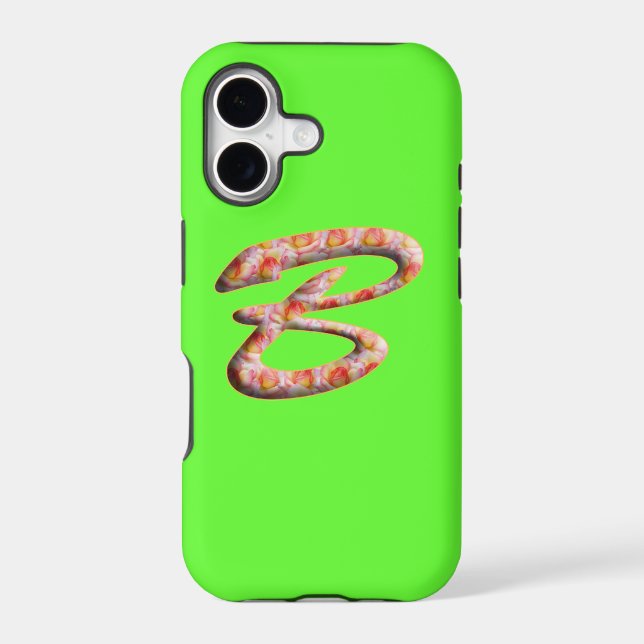 Monogram B in Roses Pattern Iphone 5 Case (Back)