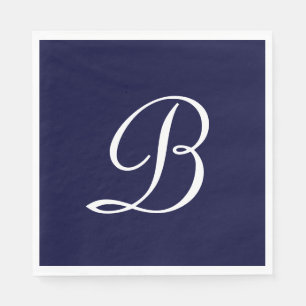 Monogram 'B' in White Script Napkins