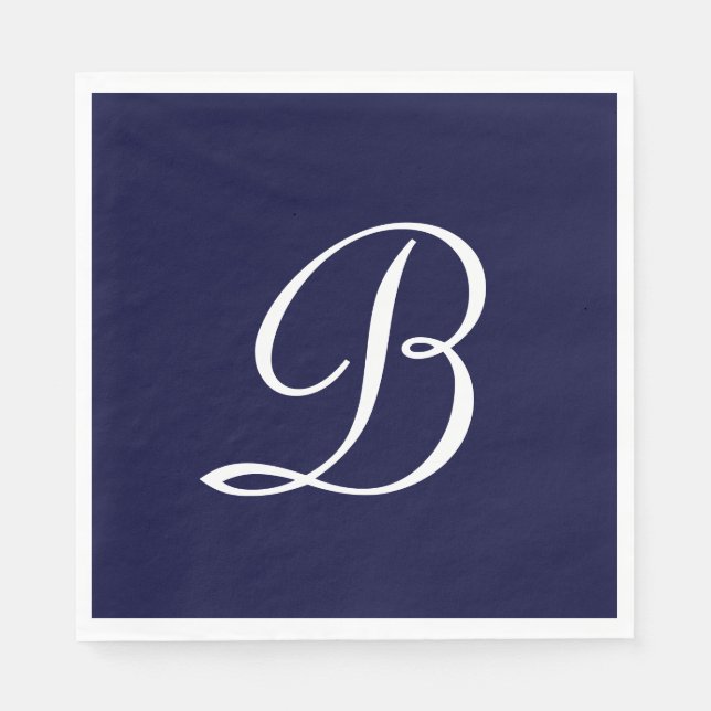 Monogram 'B' in White Script Napkins (Front)