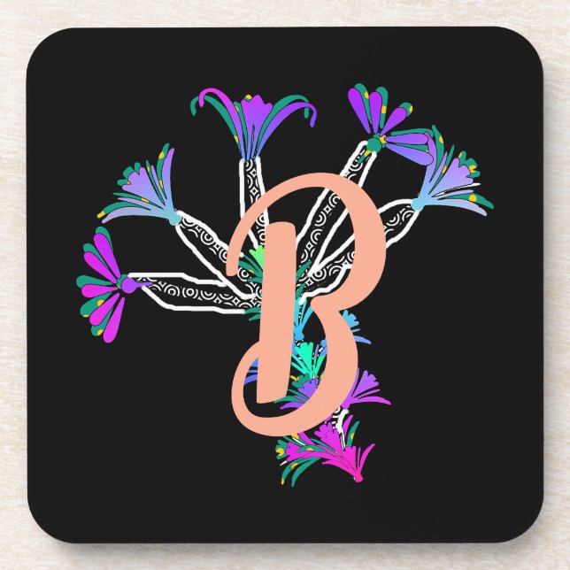 Monogram B Initial  Beverage Coaster (Front)