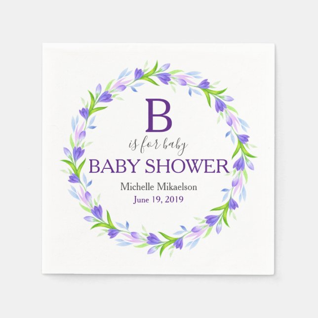 Monogram B is for Baby Shower Napkins (Front)