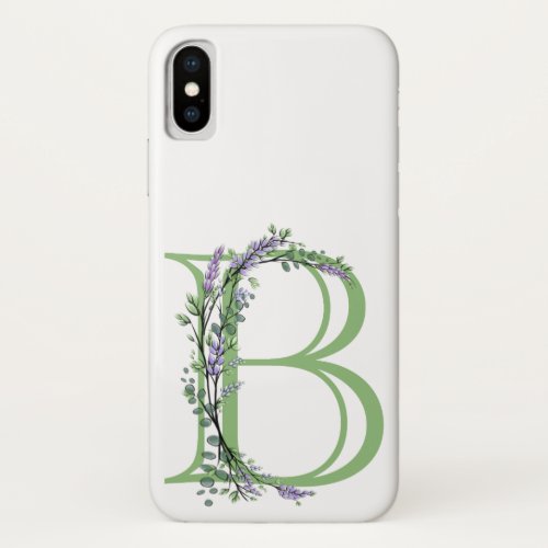 Monogram B Lavender Eucalyptus iPhone X Case