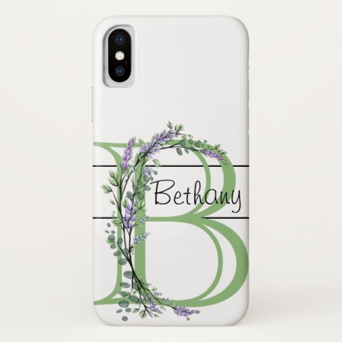 Monogram B Lavender Eucalyptus iPhone X Case