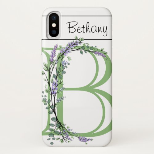 Monogram B Lavender Eucalyptus iPhone X Case