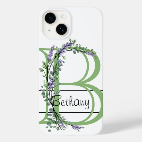 Monogram B Lavender Eucalyptus  Case_Mate iPhone 14 Case