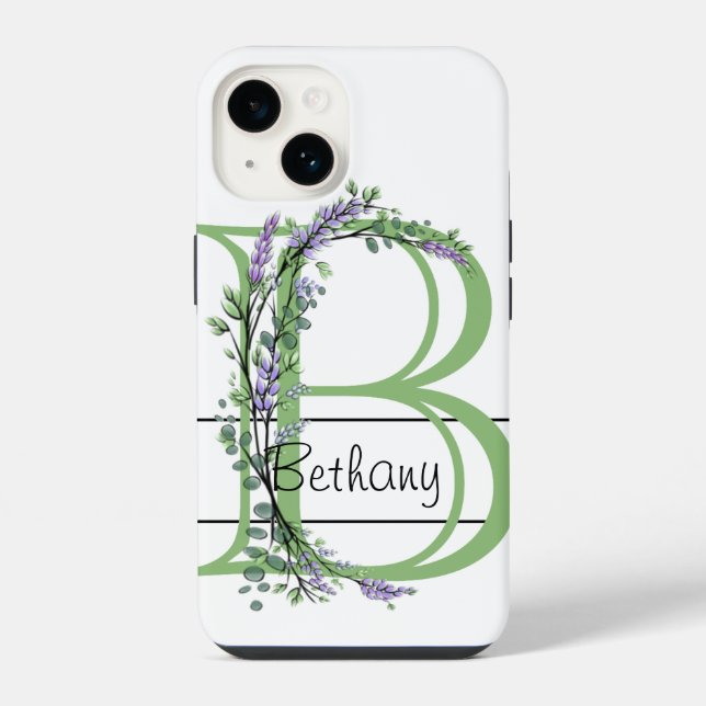 Monogram B Lavender Eucalyptus  Iphone Case (Back)
