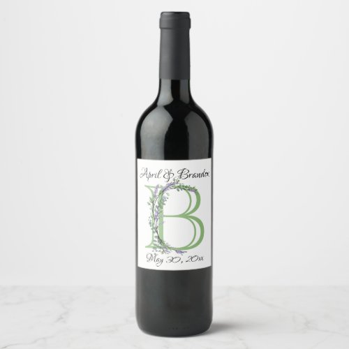 Monogram B Lavender Eucalyptus  Wine Label