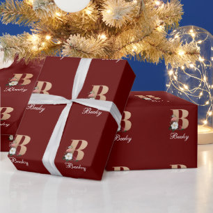 Monogram B, pretty floral template, Wrapping Paper
