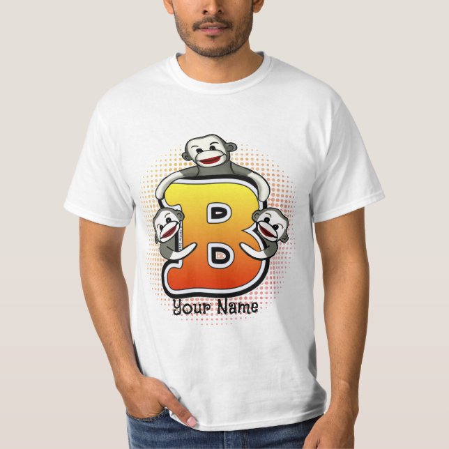 Monogram B Sock Monkey  T-Shirt (Front)