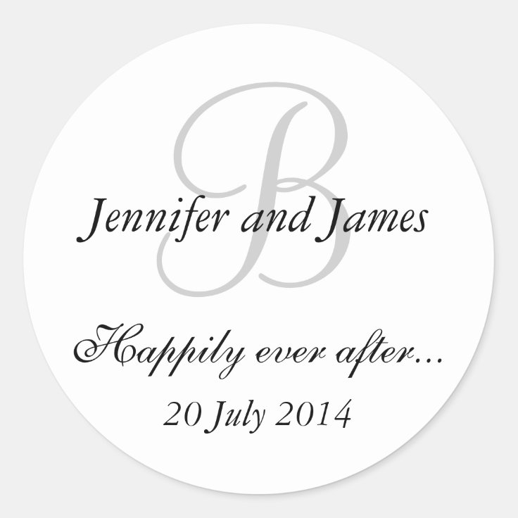 Monogram B Stickers For Wedding Favours | Zazzle