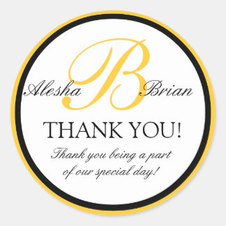Monogram B Wedding Favour Thank You Stickers