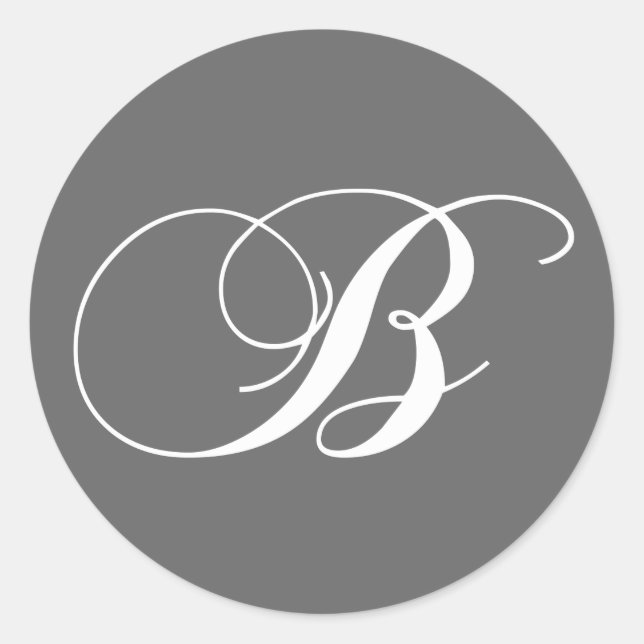 Monogram B Wedding Sticker Charcoal (Front)