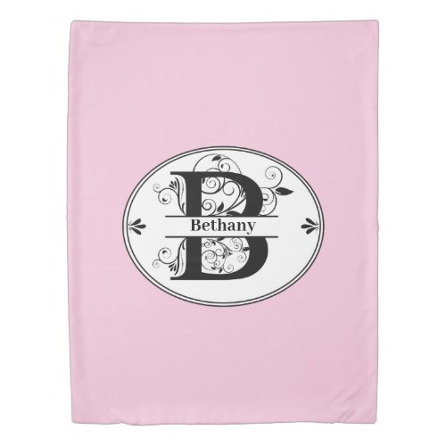 Monogram B with full name and color Duvet Cover