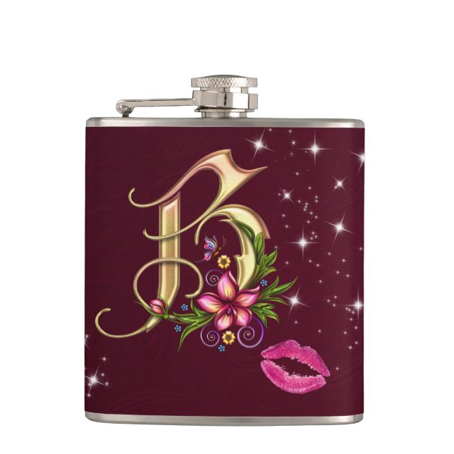 Monogram B Wrapped Flask, 6 oz. Hip Flask (Front)