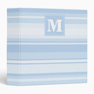 Monogram baby blue stripes 3 ring binder