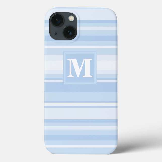 Monogram baby blue stripes Case-Mate iPhone case (Back)