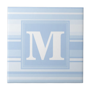 Monogram baby blue stripes ceramic tile