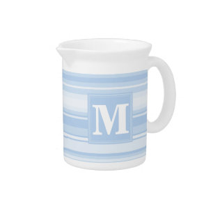 Monogram baby blue stripes drink pitcher