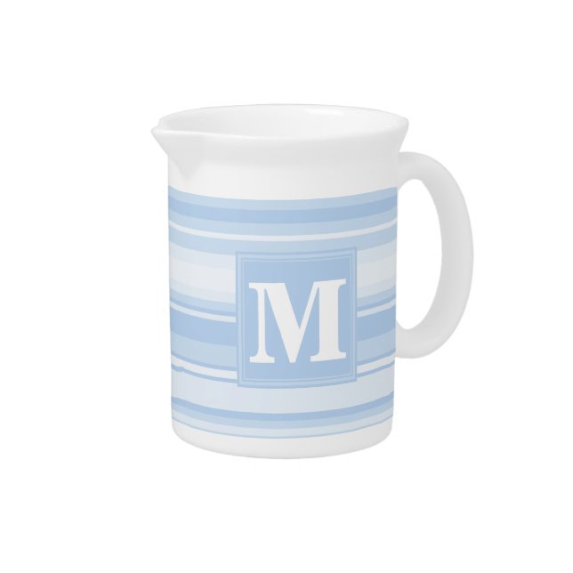 Monogram baby blue stripes drink pitcher (Right)