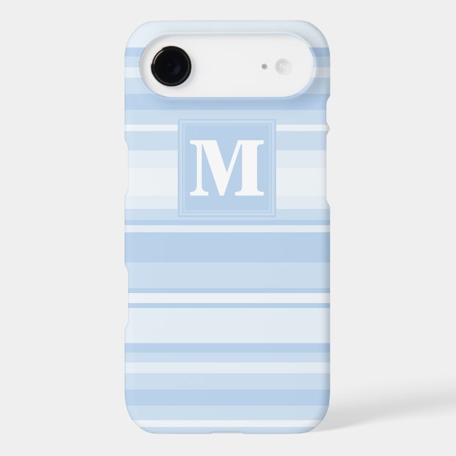 Monogram baby blue stripes iphone case (Back)